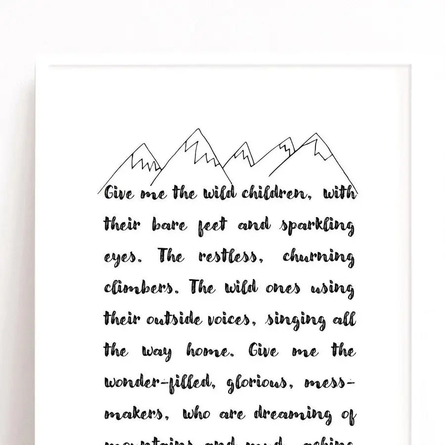 Wild Child Quote Print, Instant Download Art - Wattle Designs