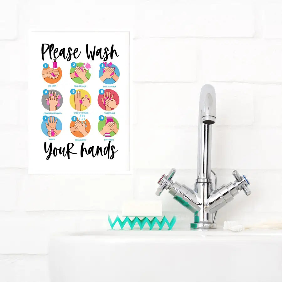 toilet hand wash poster