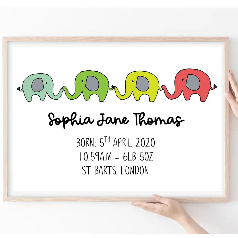 framed elephant print for nursery