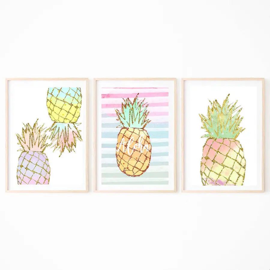 set of 3 pineapple prints