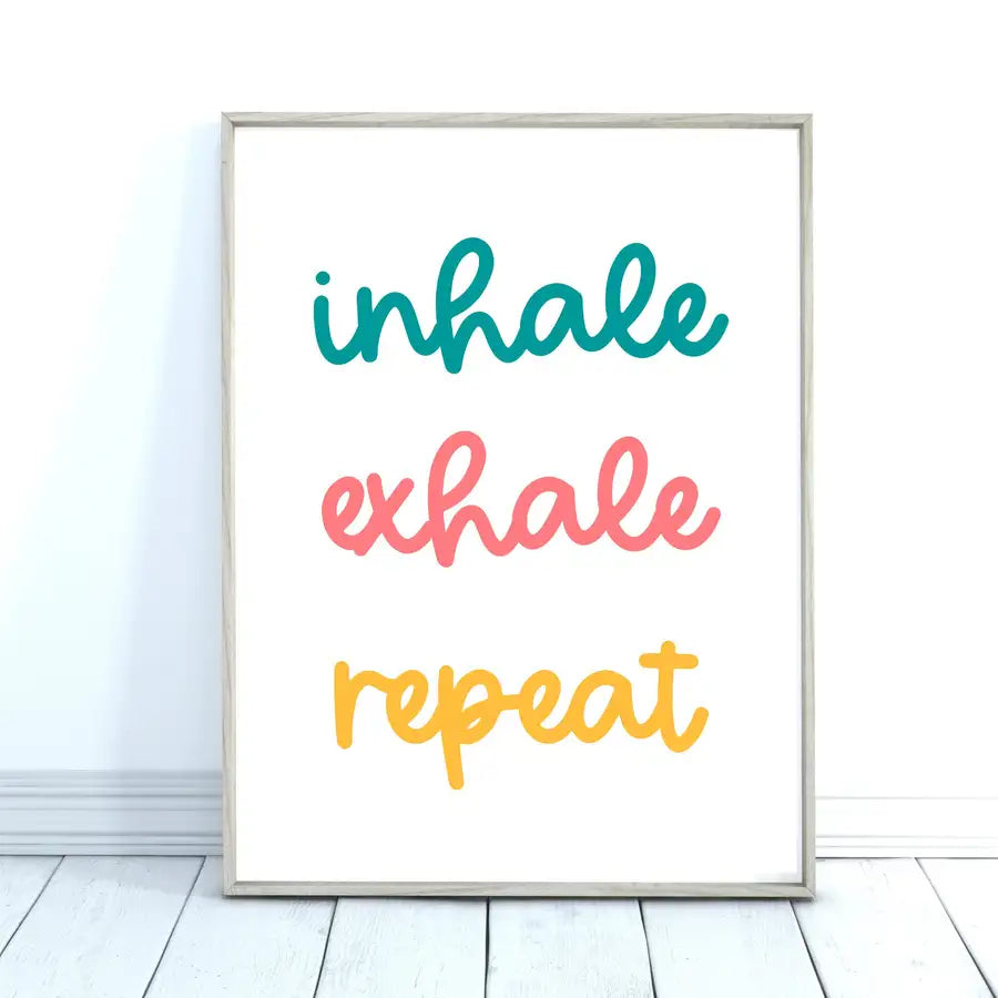 Yoga Print, Inhale Exhale Repeat Quote Print - Wattle Designs