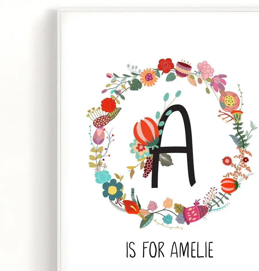 Personalised baby name print for girls