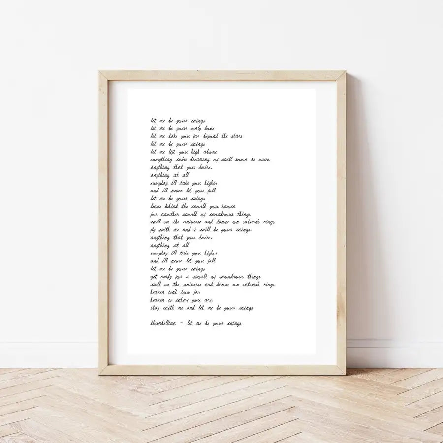 Custom Text Print, Custom Poem Print, Song Lyric Print - Wattle Designs