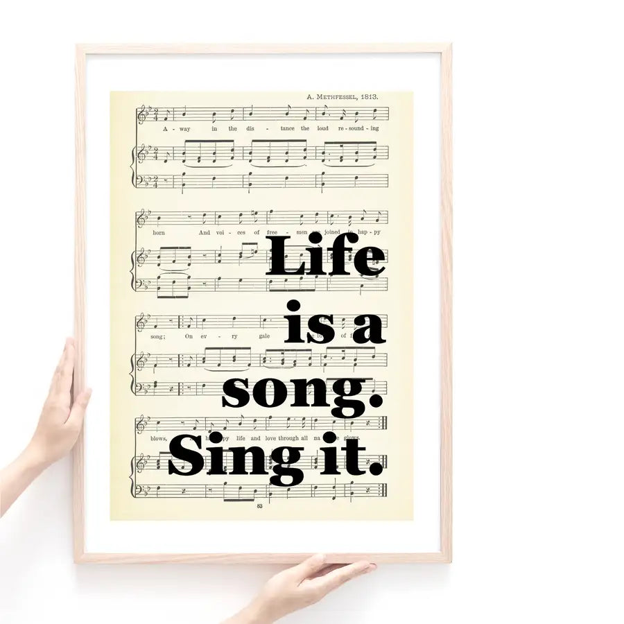 framed music score print