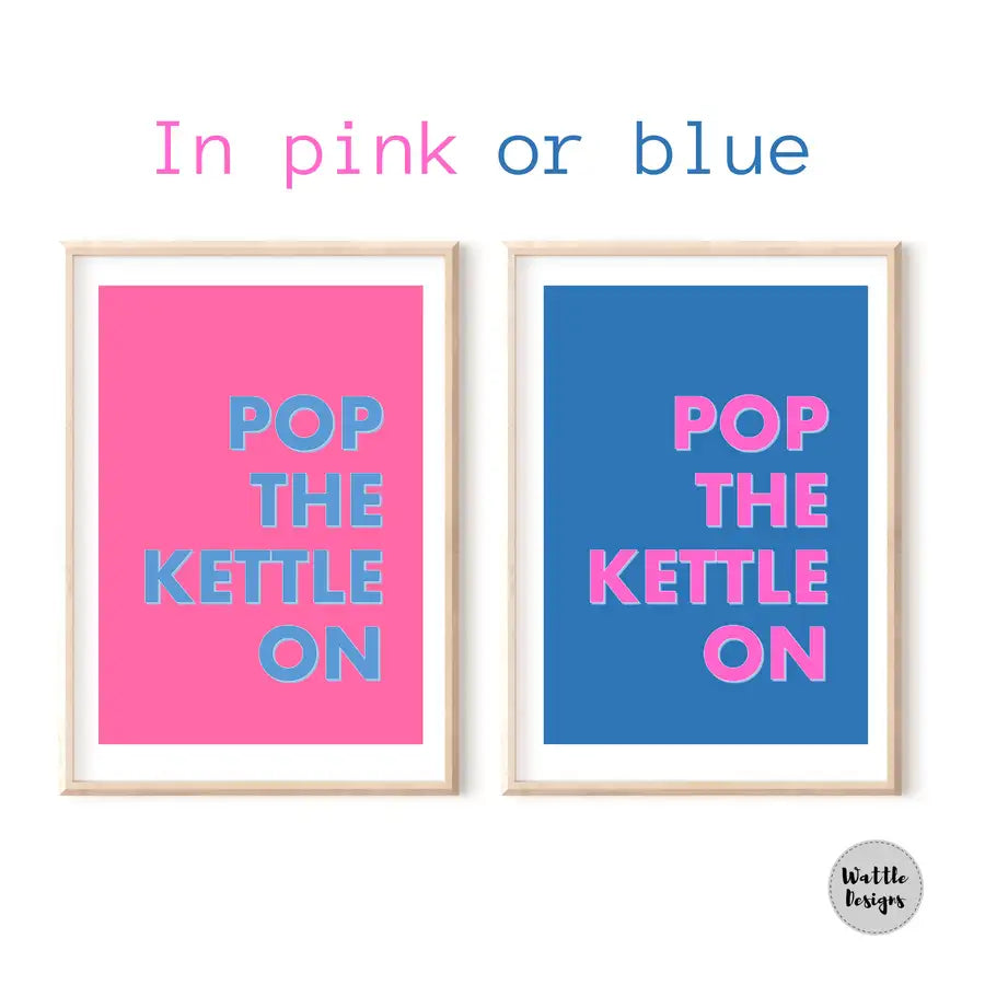 pink and blue kitchen art prints