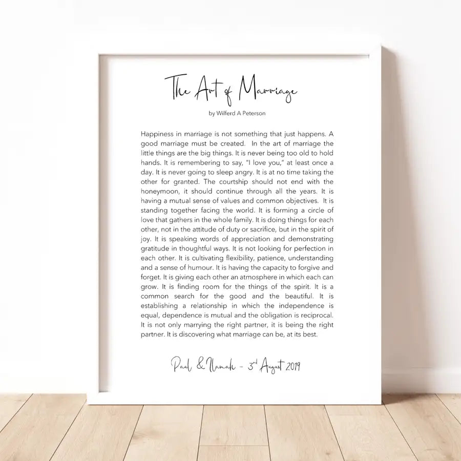  The Art of Marriage Poem Print 