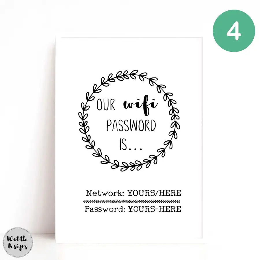Floral Wifi Password Personalised Print